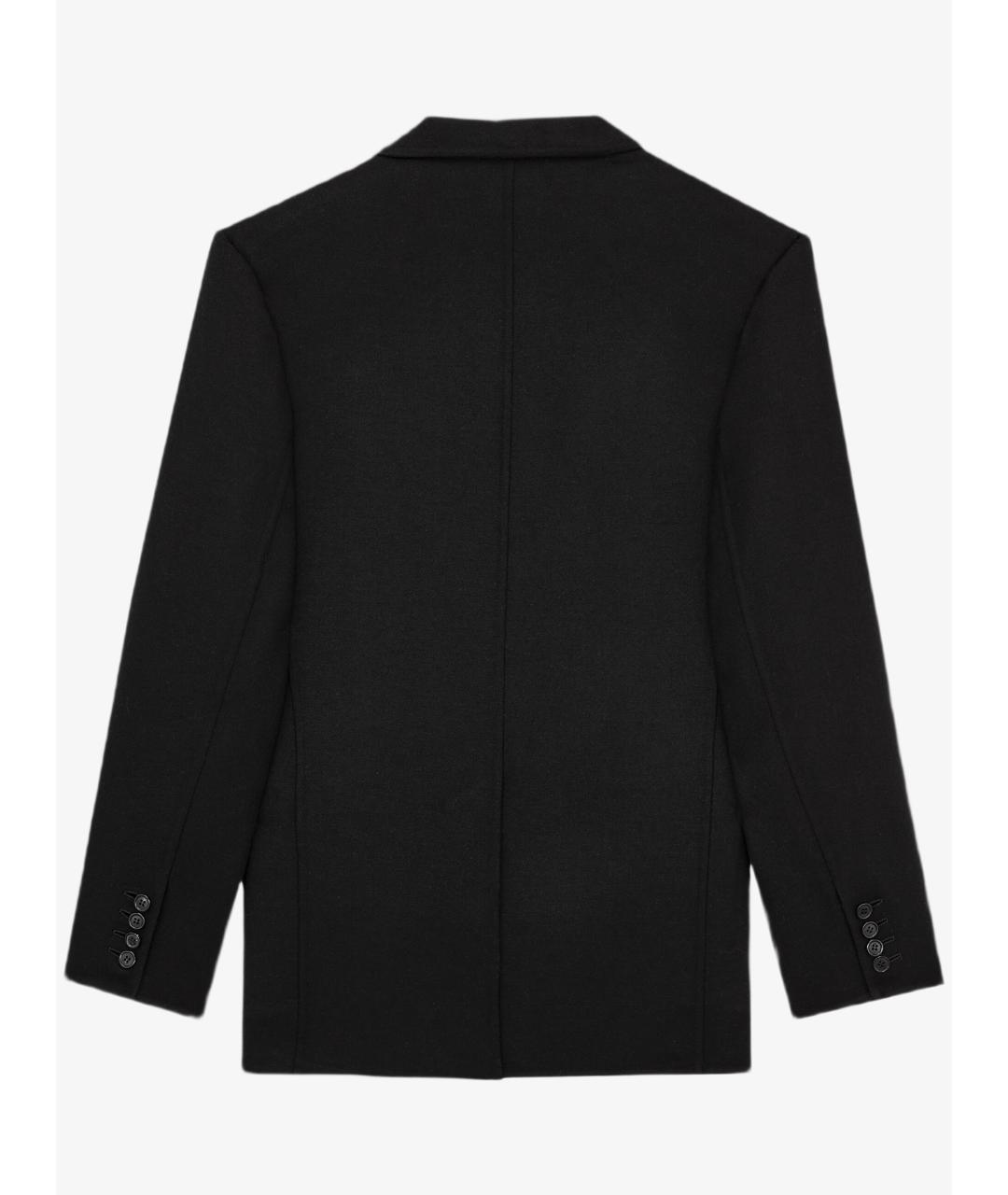 SAINT LAURENT Черное шерстяное пальто, фото 3