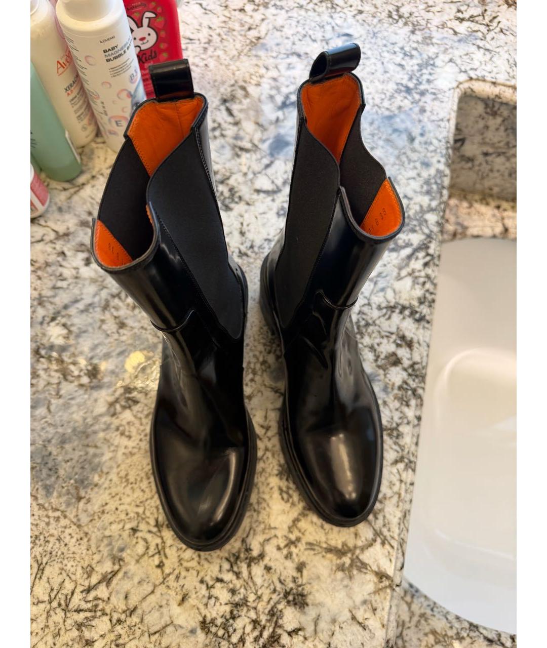 SANTONI Черные кожаные ботильоны, фото 4
