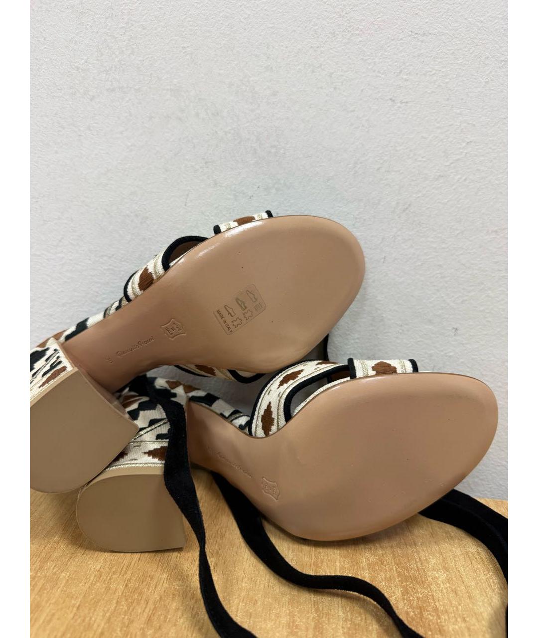GIANVITO ROSSI Бежевые текстильные босоножки, фото 7