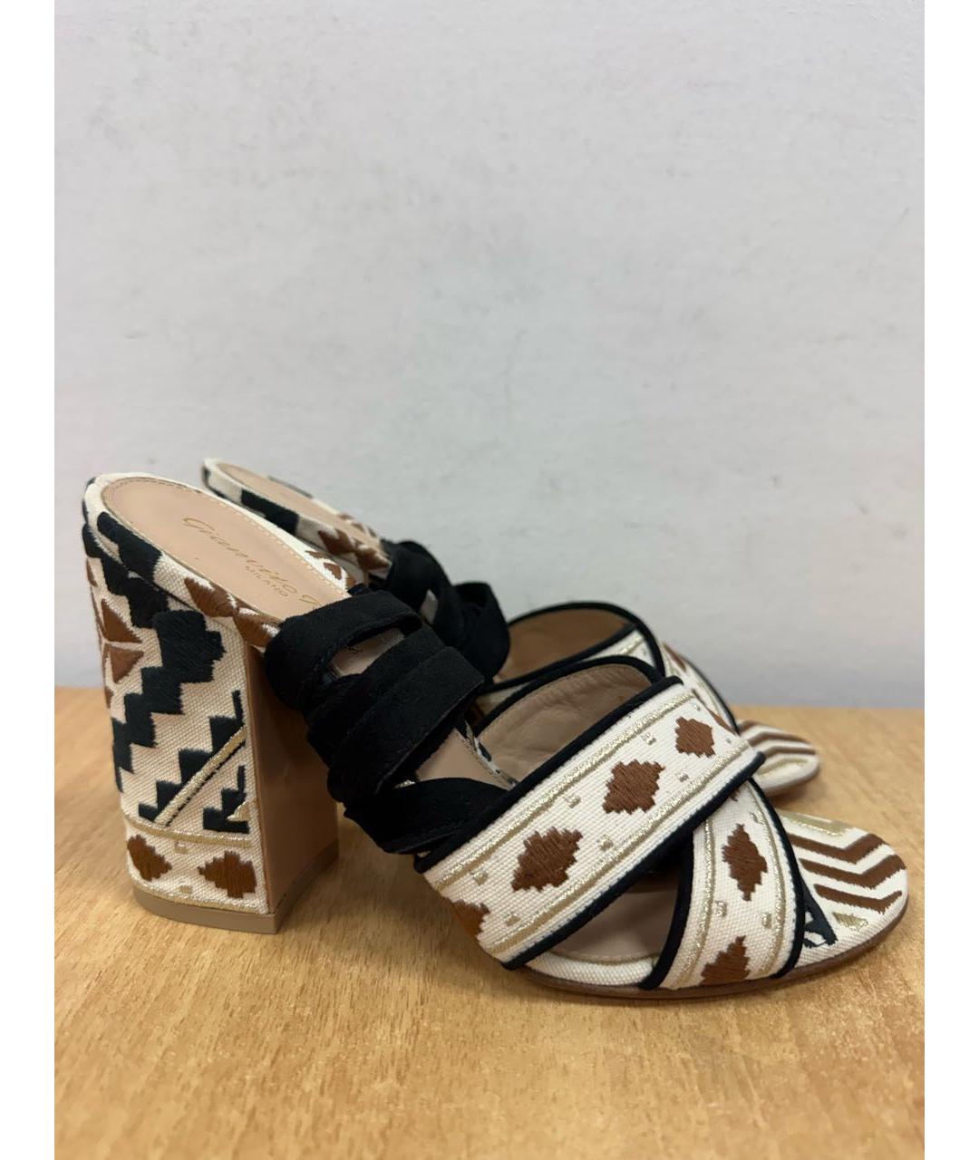 GIANVITO ROSSI Бежевые текстильные босоножки, фото 8