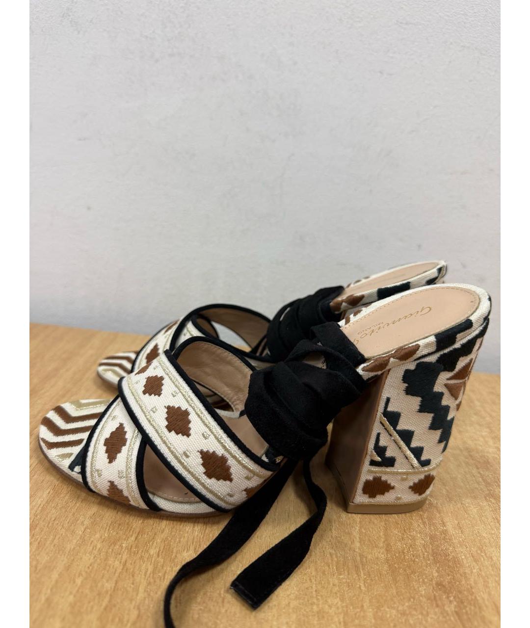 GIANVITO ROSSI Бежевые текстильные босоножки, фото 3