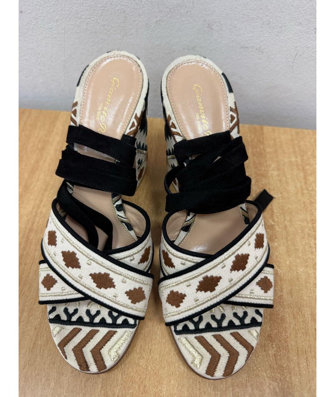 GIANVITO ROSSI Бежевые текстильные босоножки, фото 4