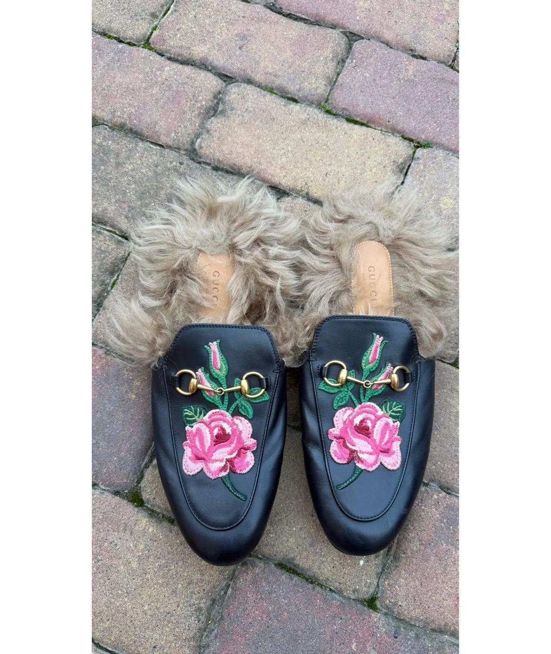 GUCCI Черные кожаные мюли, фото 4