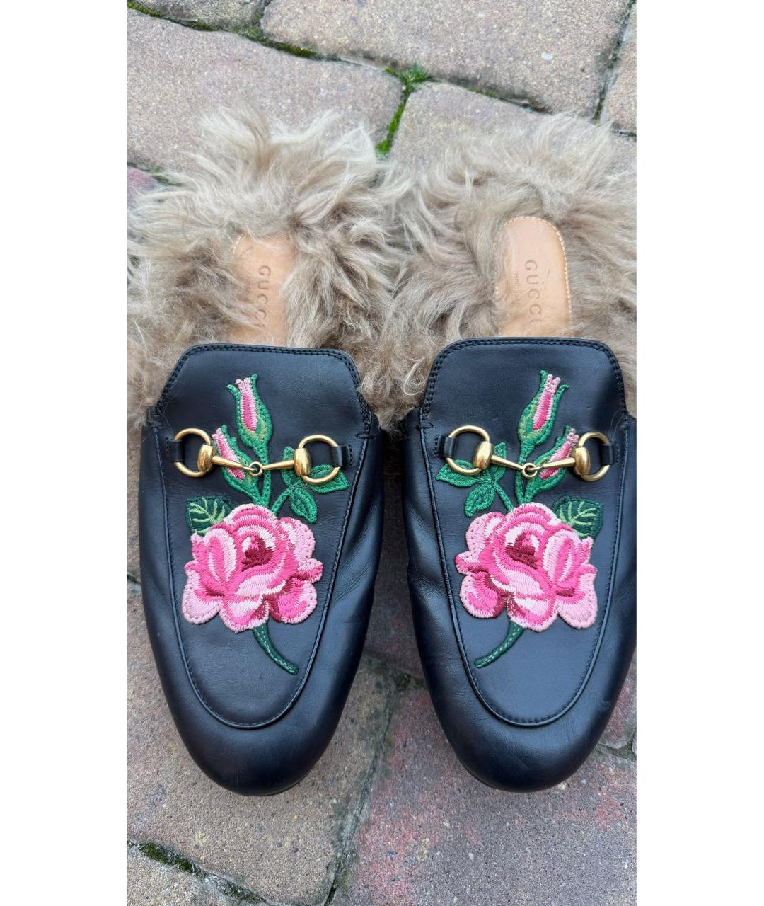 GUCCI Черные кожаные мюли, фото 2