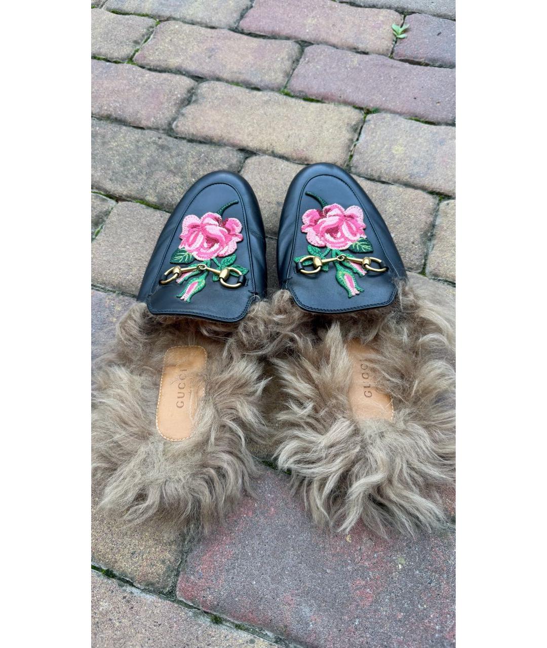 GUCCI Черные кожаные мюли, фото 3