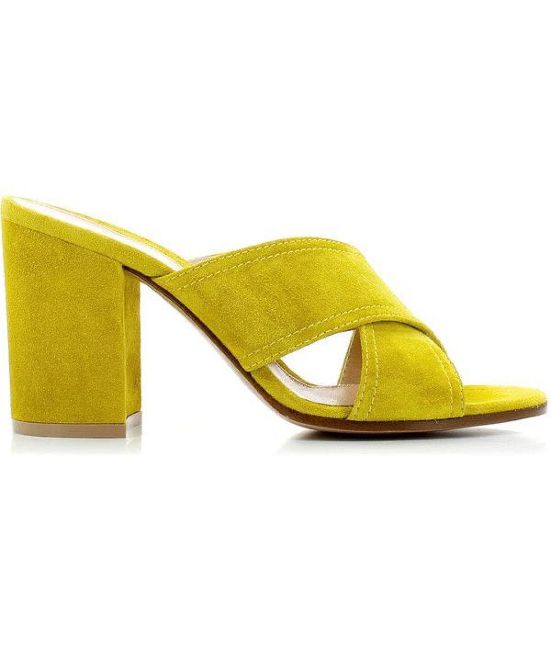 GIANVITO ROSSI Горчичные замшевые мюли, фото 9
