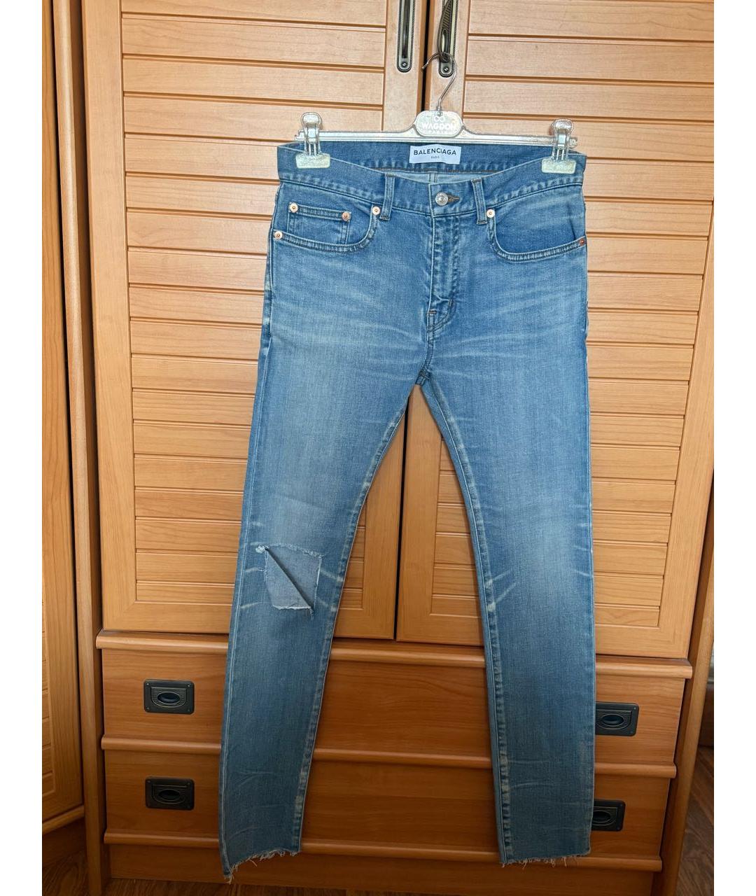BALENCIAGA Голубые хлопковые джинсы слим, фото 5