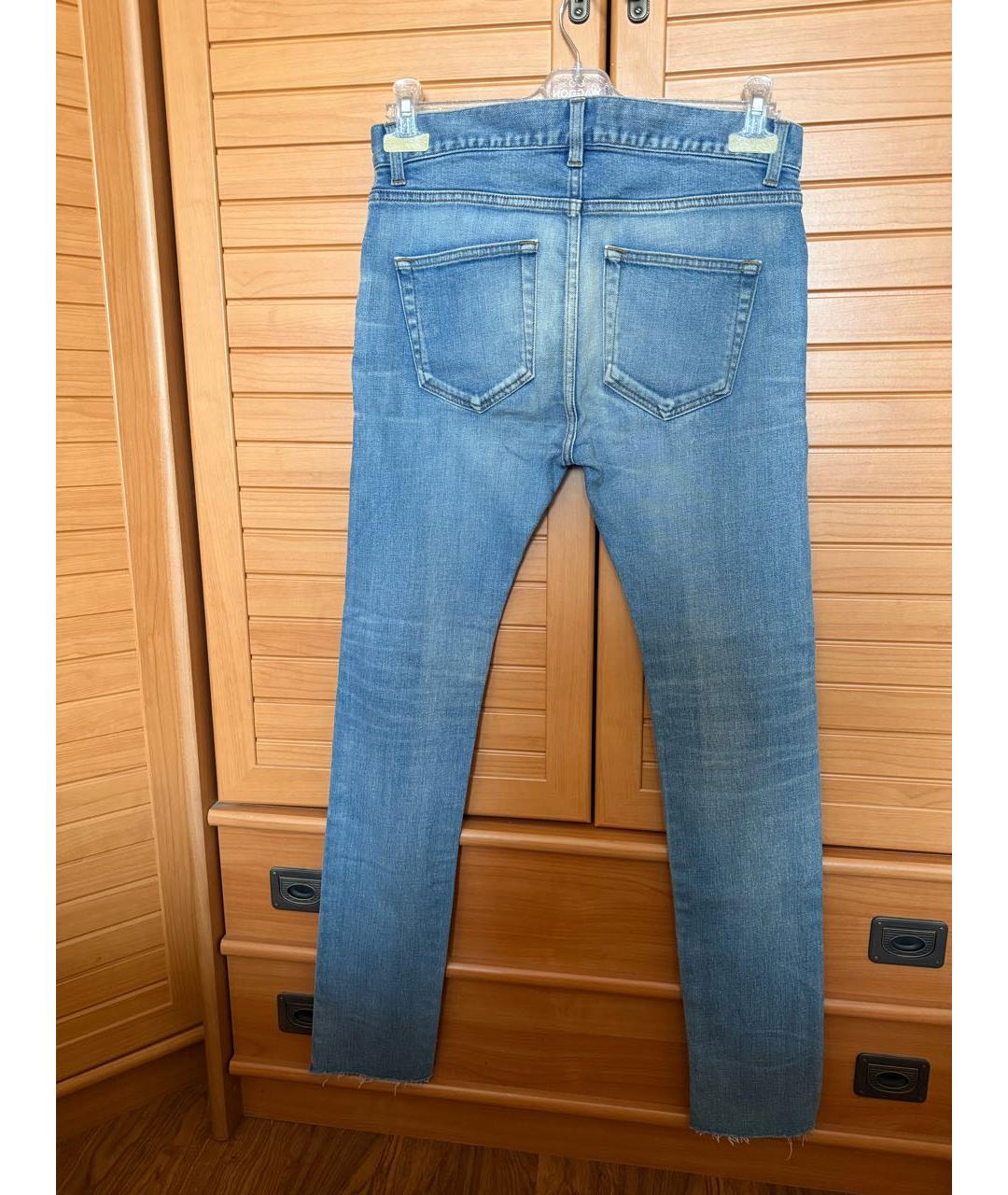 BALENCIAGA Голубые хлопковые джинсы слим, фото 3