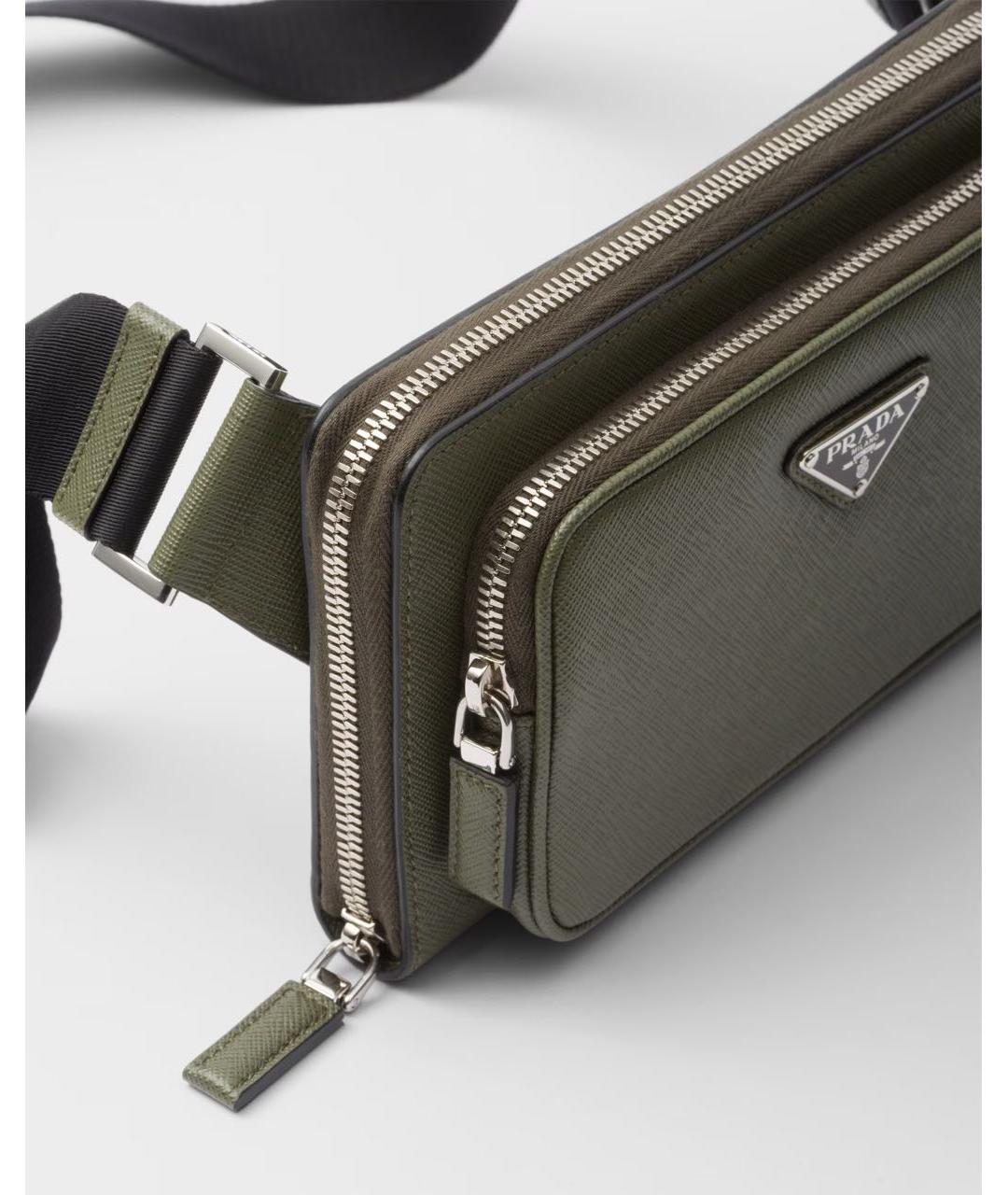 PRADA Зеленая кожаная барсетка, фото 5
