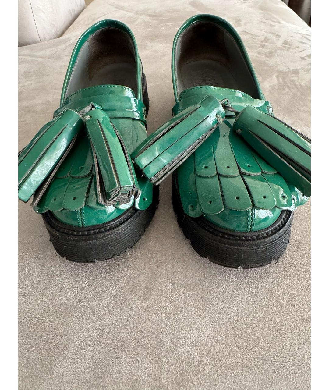 MSGM Зеленые лоферы из лакированной кожи, фото 2
