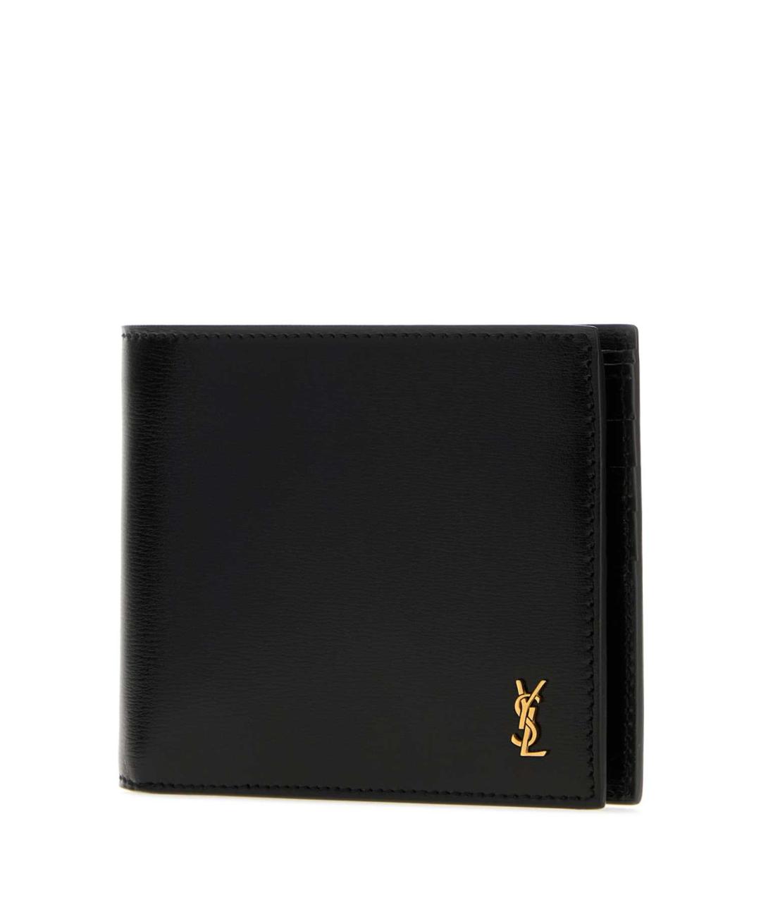 SAINT LAURENT Черный кожаный кошелек, фото 2