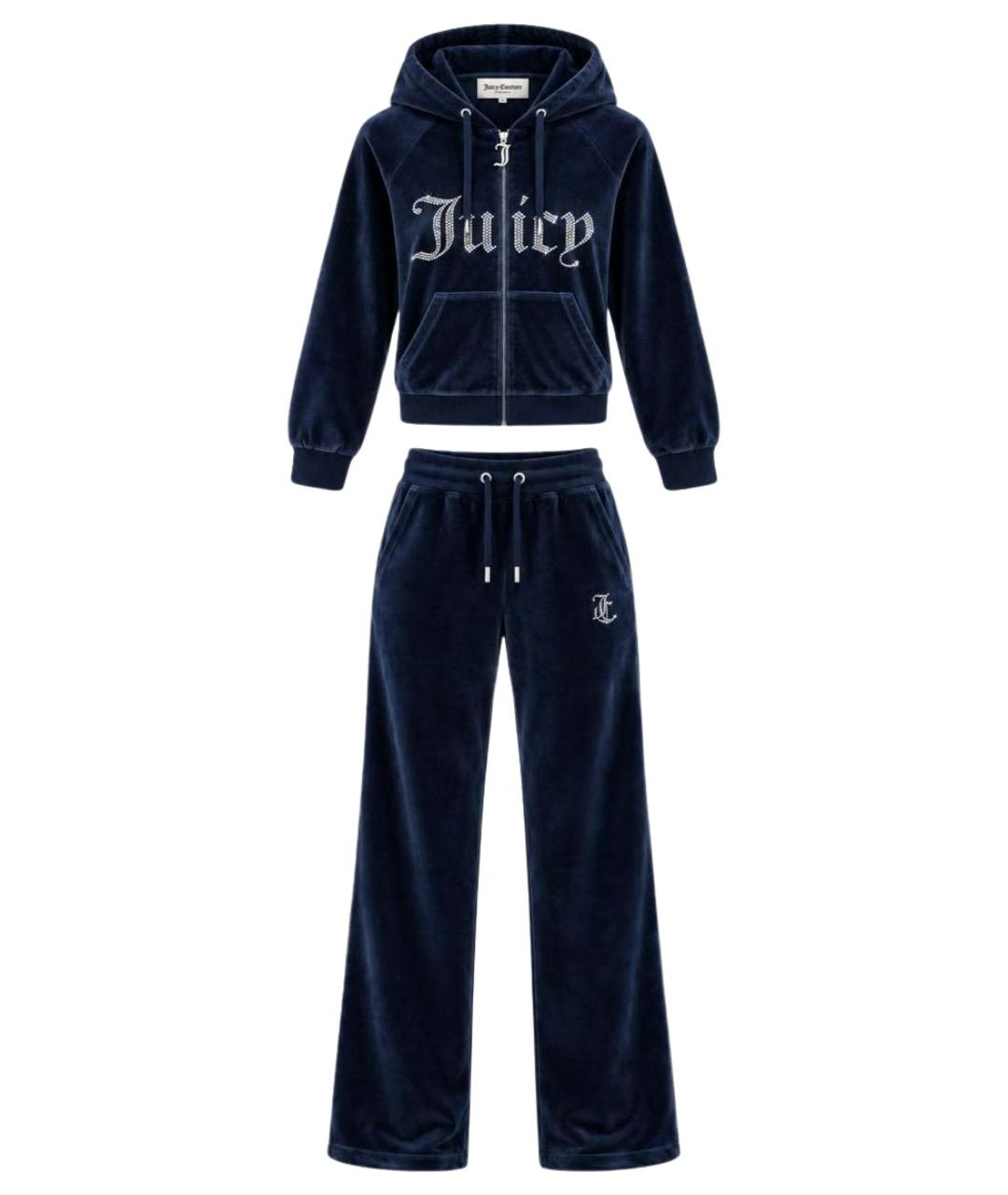 JUICY COUTURE Темно-синий велюровый спортивные костюмы, фото 1