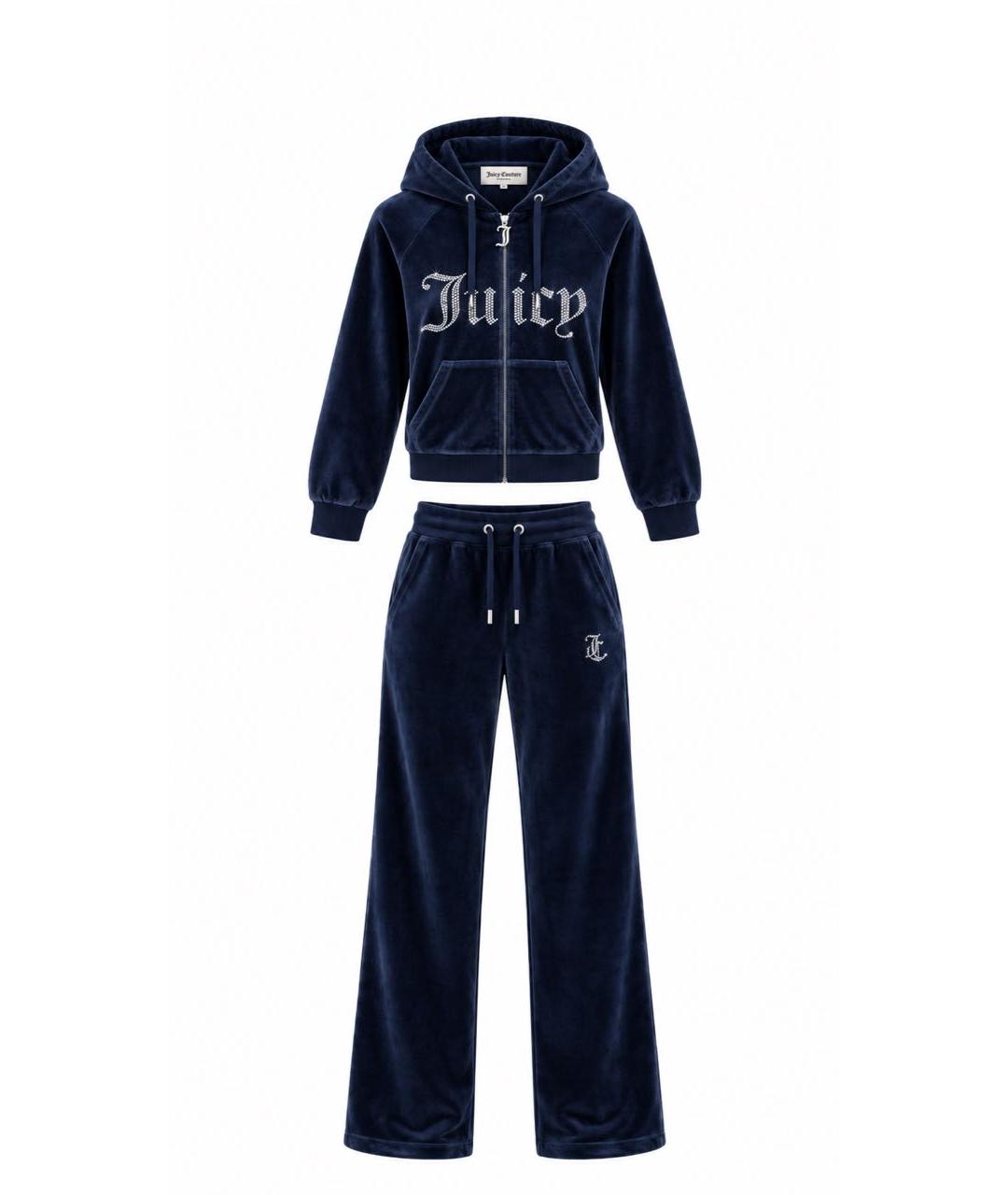 JUICY COUTURE Темно-синий велюровый спортивные костюмы, фото 9
