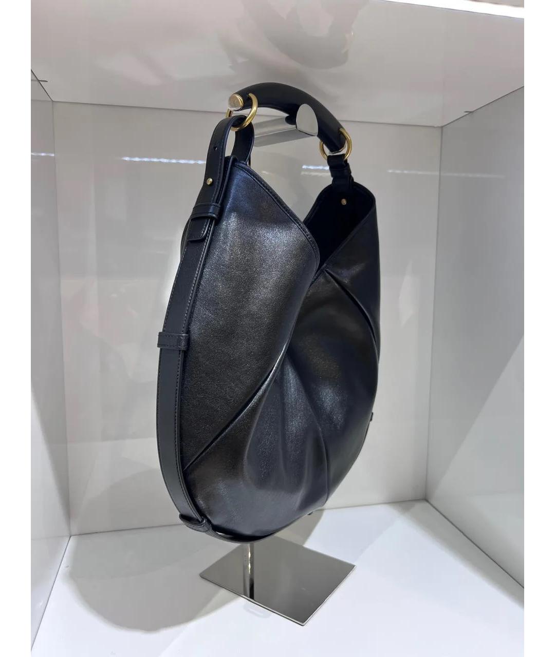 SAINT LAURENT Черная кожаная сумка с короткими ручками, фото 2