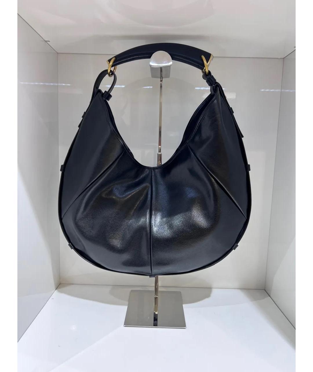 SAINT LAURENT Черная кожаная сумка с короткими ручками, фото 3