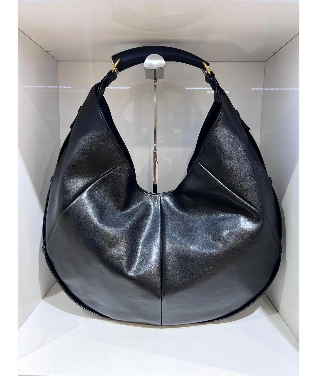 SAINT LAURENT Черная кожаная сумка с короткими ручками, фото 3