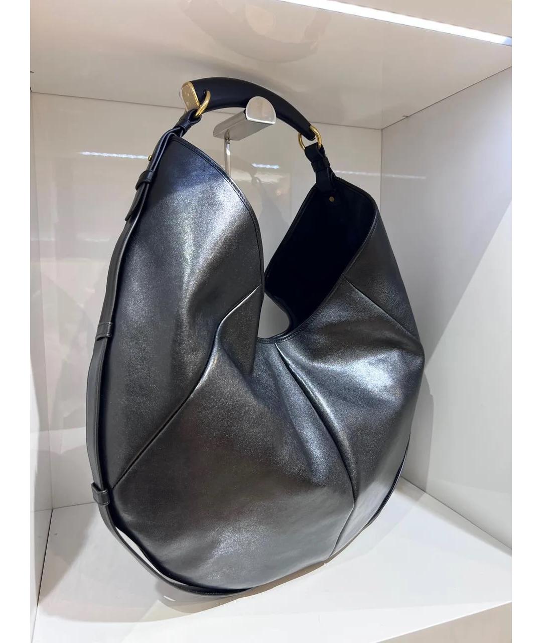 SAINT LAURENT Черная кожаная сумка с короткими ручками, фото 2