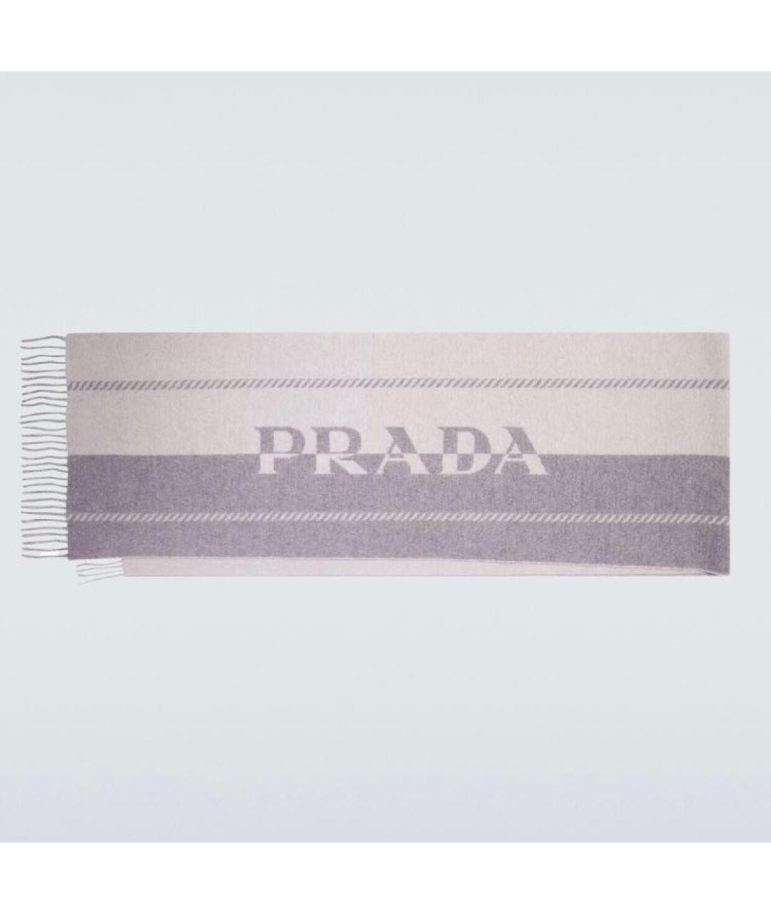 PRADA Серый шерстяной шарф, фото 8