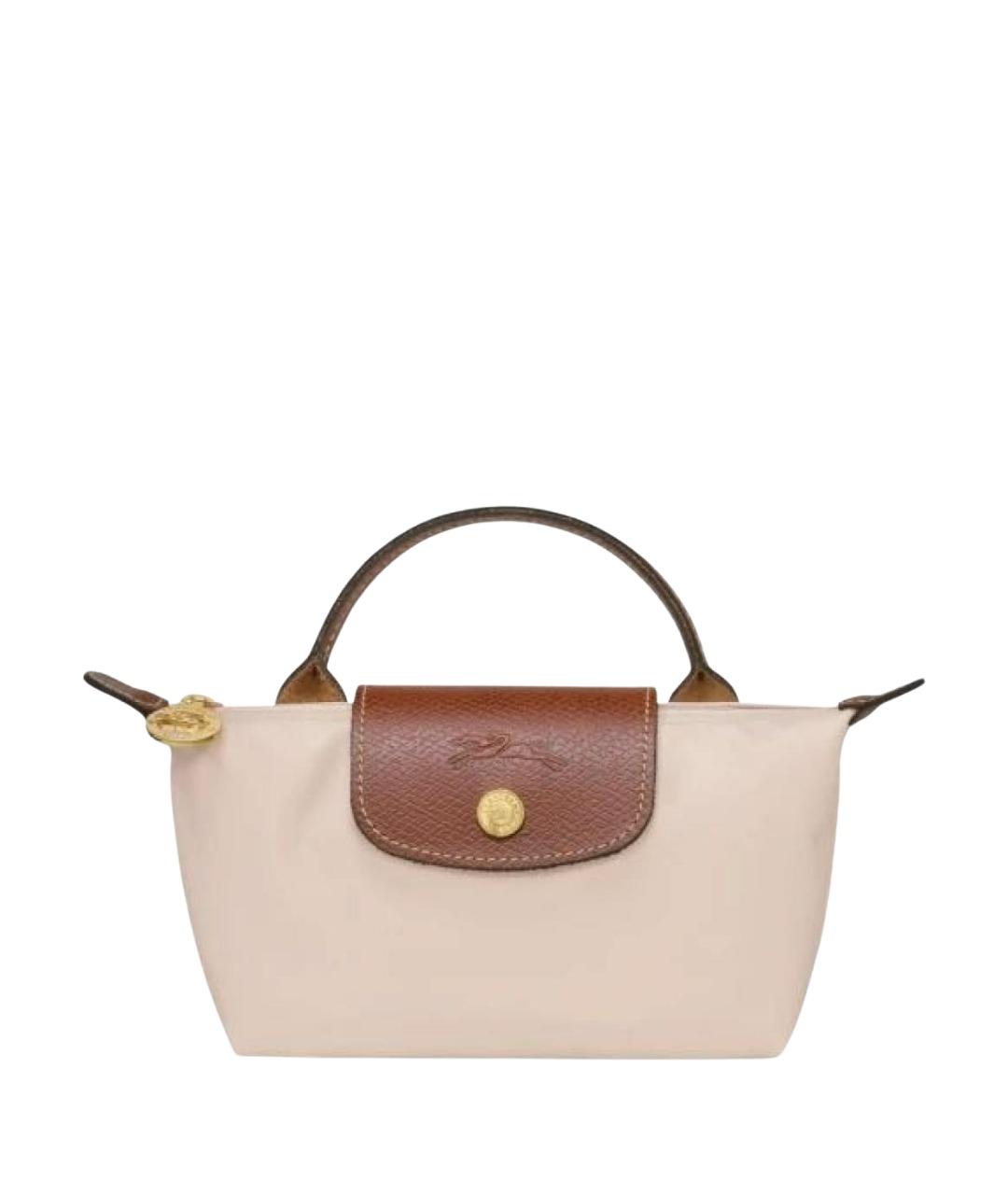 LONGCHAMP Бежевая сумка с короткими ручками из канвы, фото 1