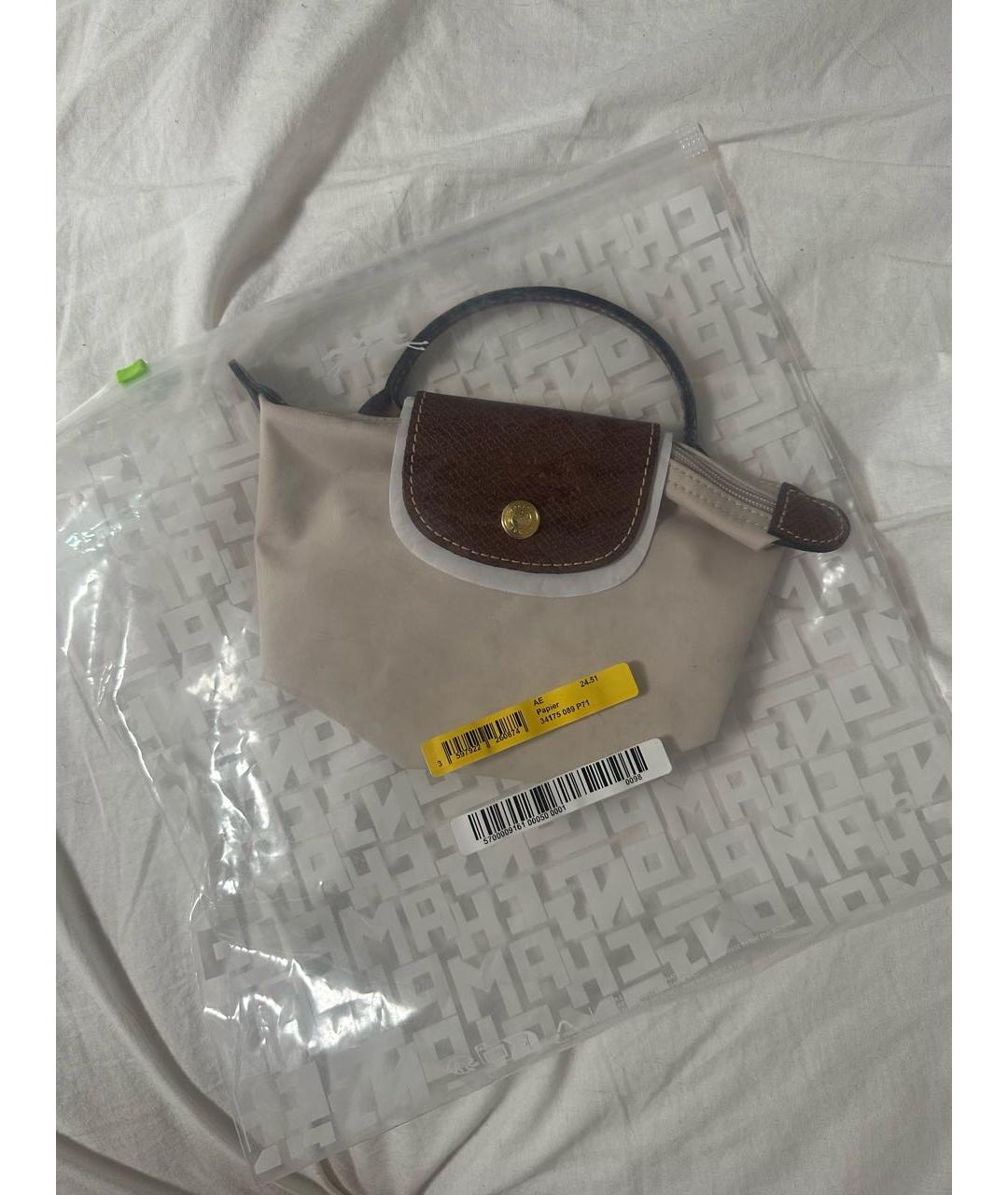LONGCHAMP Бежевая сумка с короткими ручками из канвы, фото 2