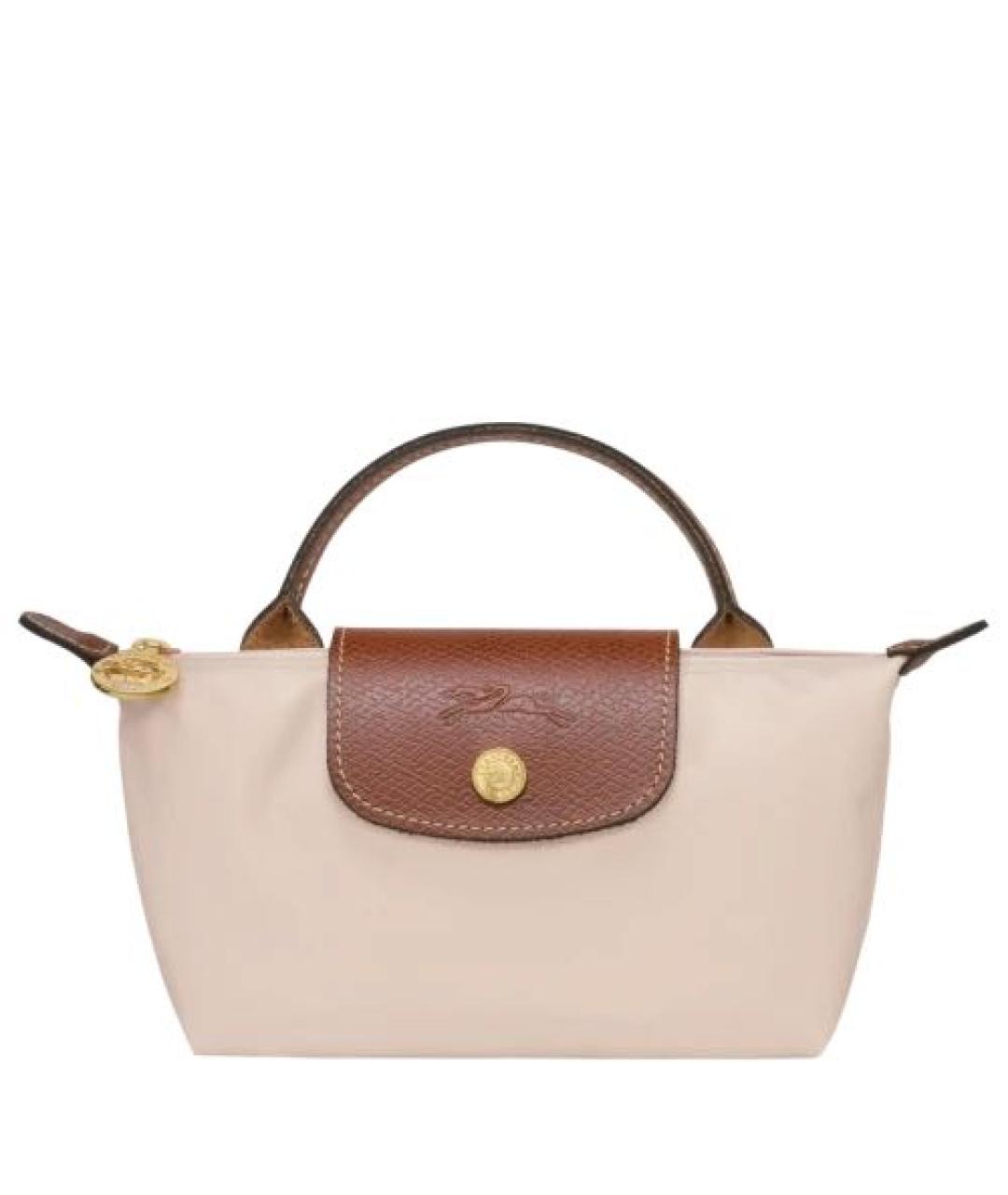 LONGCHAMP Бежевая сумка с короткими ручками из канвы, фото 3