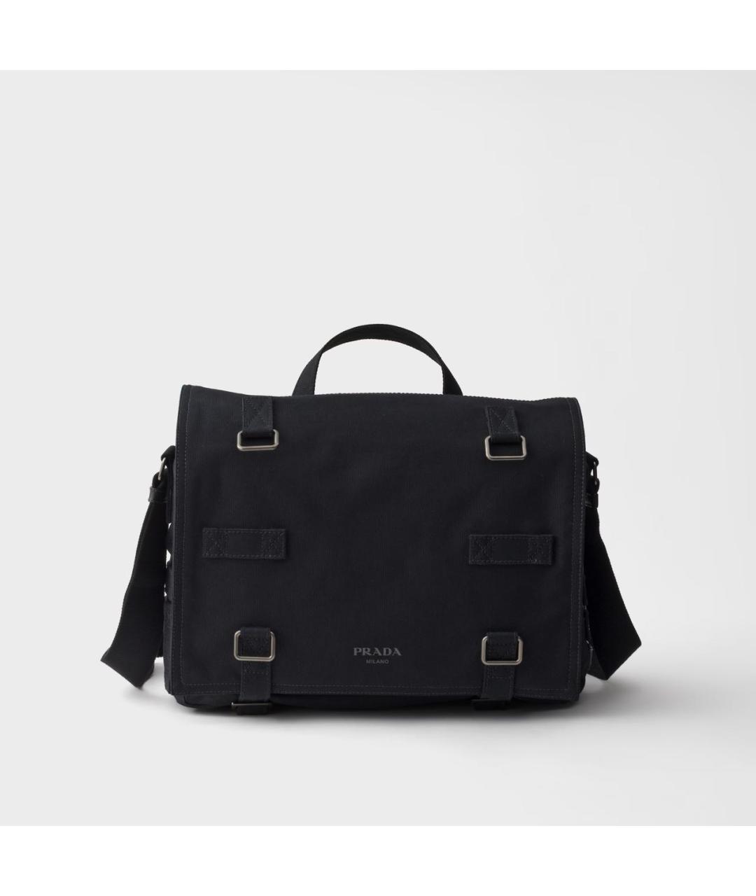 PRADA Черная сумка на плечо из канвы, фото 7