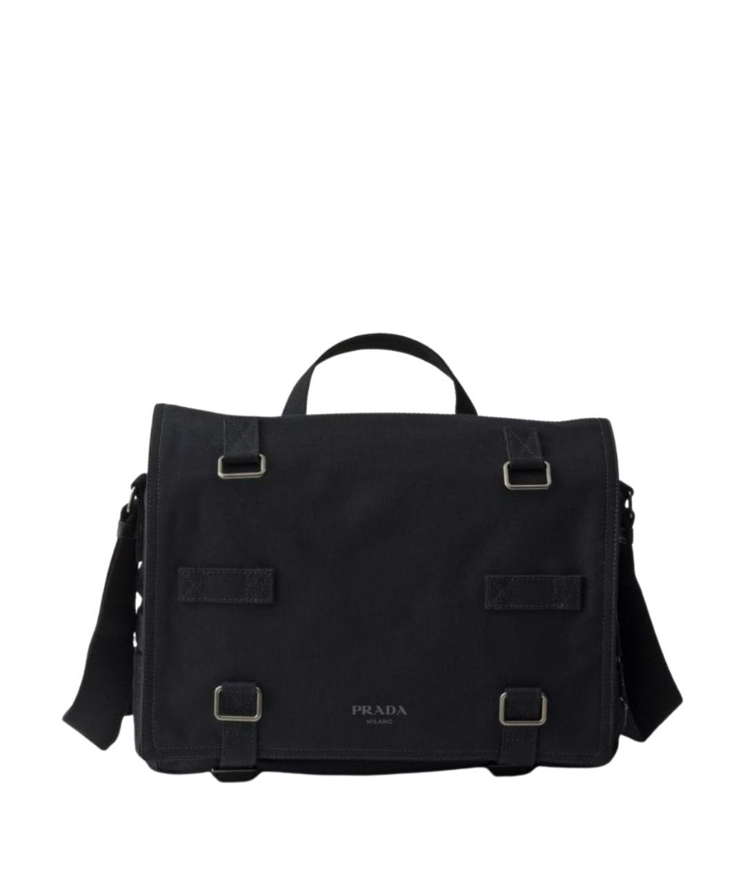 PRADA Черная сумка на плечо из канвы, фото 1