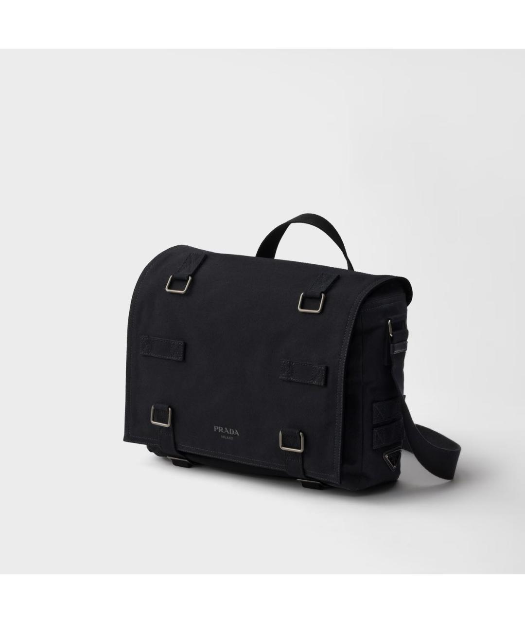 PRADA Черная сумка на плечо из канвы, фото 3