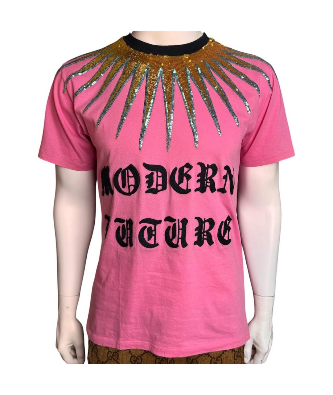 GUCCI Розовая хлопковая футболка, фото 6