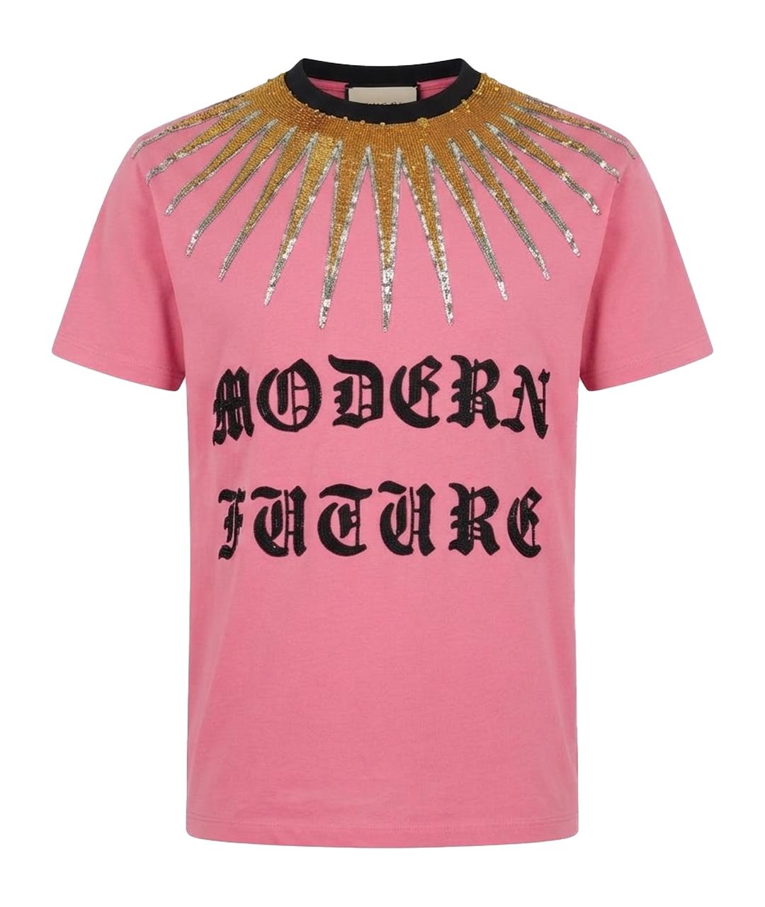 GUCCI Розовая хлопковая футболка, фото 1