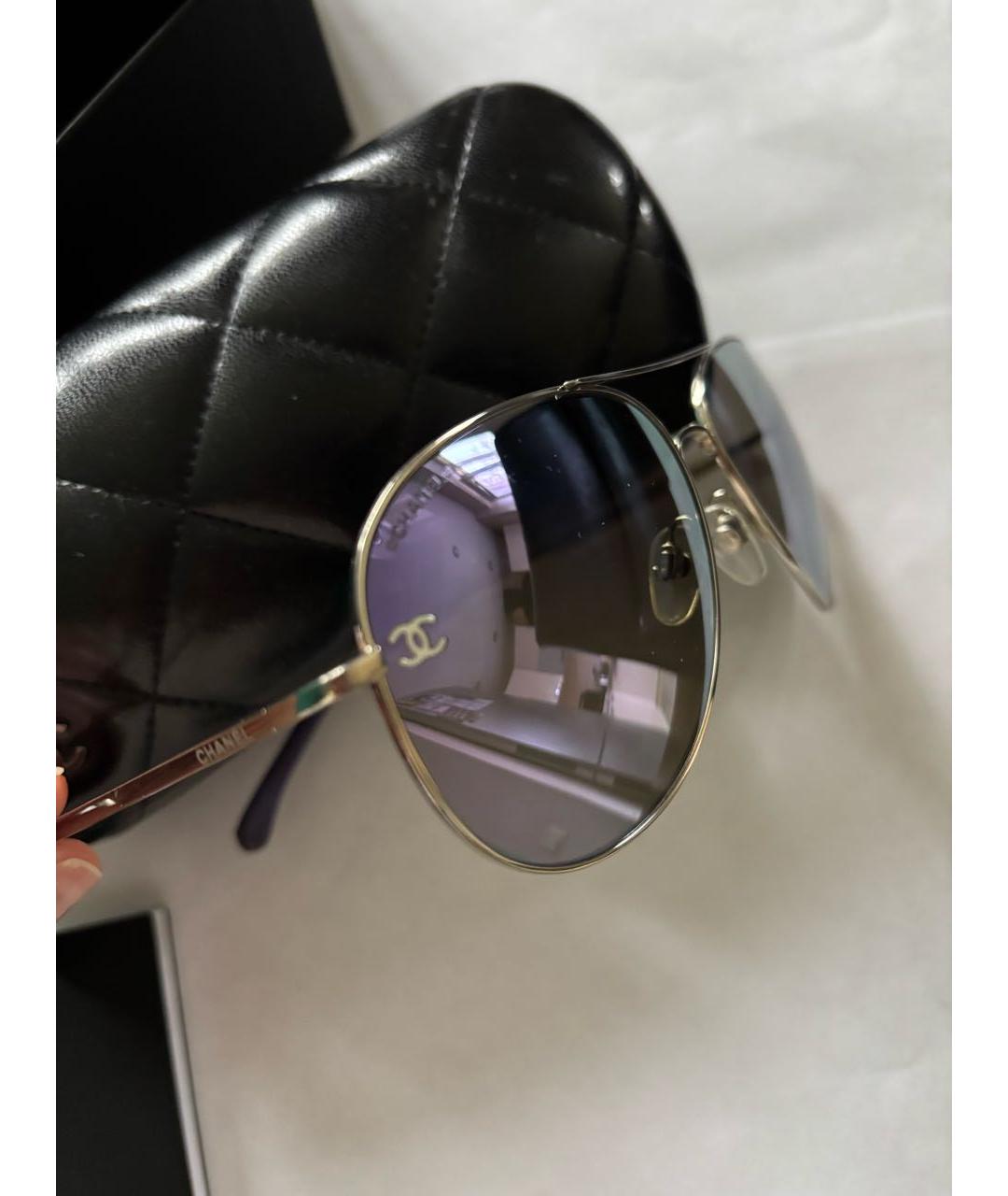 CHANEL Фиолетовые металлические солнцезащитные очки, фото 2