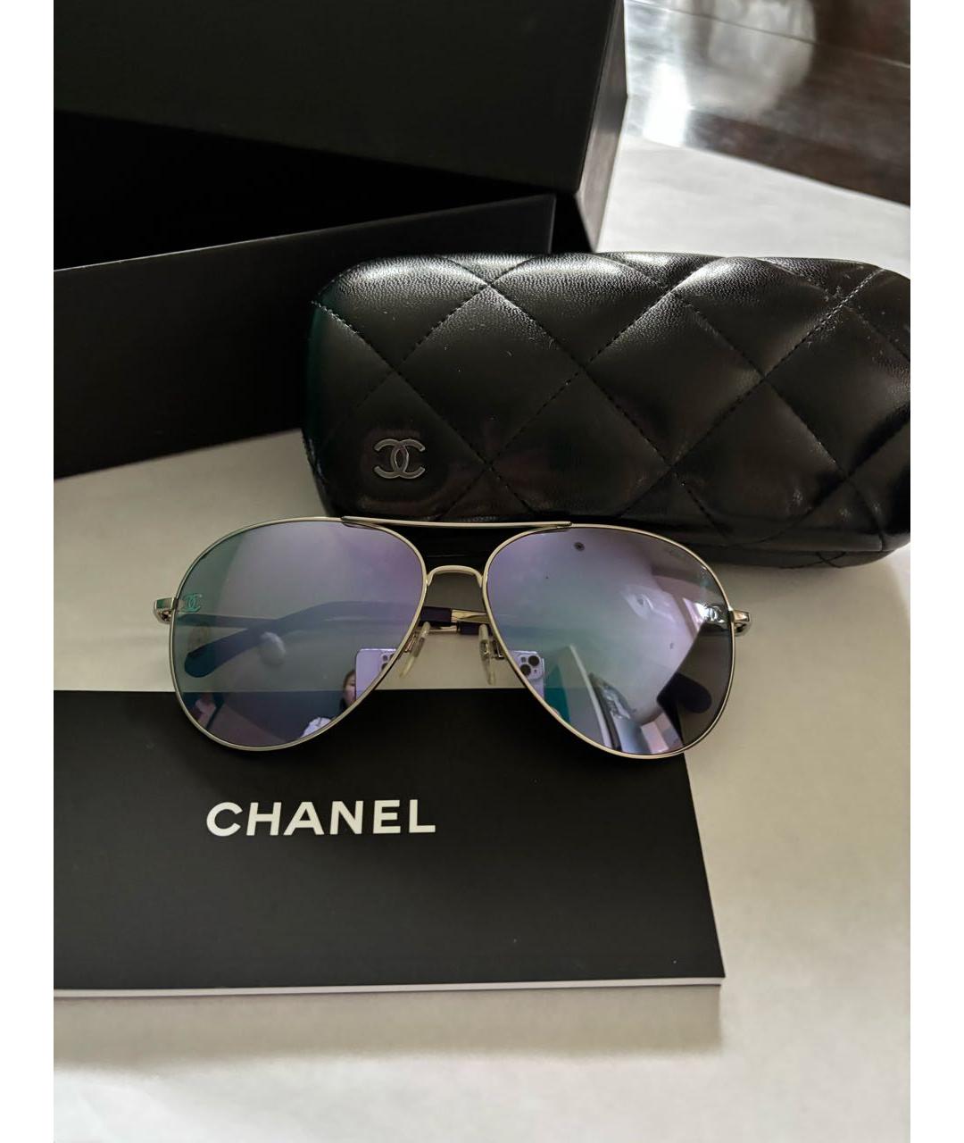 CHANEL Фиолетовые металлические солнцезащитные очки, фото 5