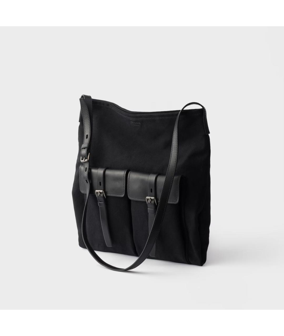 PRADA Черная сумка на плечо из канвы, фото 3