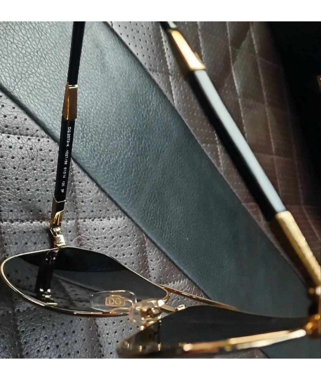 DOLCE&GABBANA Золотые металлические солнцезащитные очки, фото 8