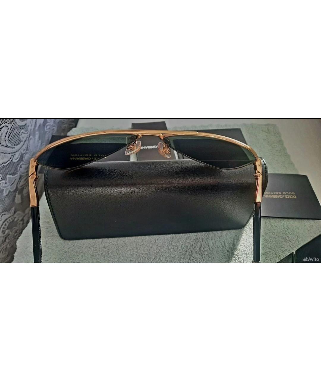 DOLCE&GABBANA Золотые металлические солнцезащитные очки, фото 6