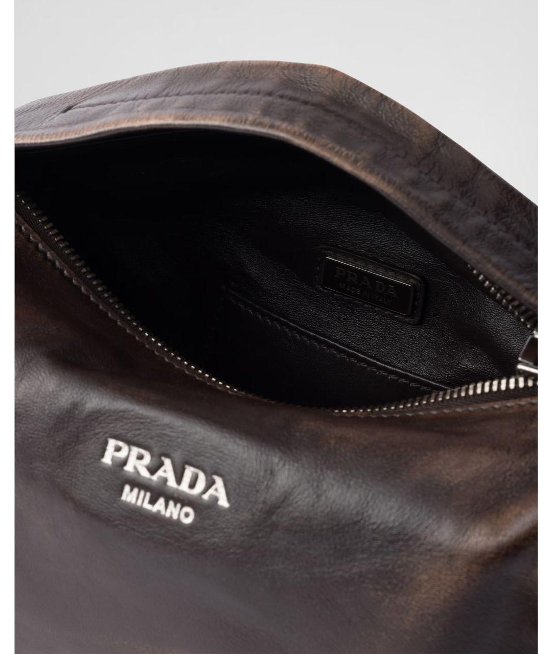 PRADA Коричневая кожаная сумка на плечо, фото 5