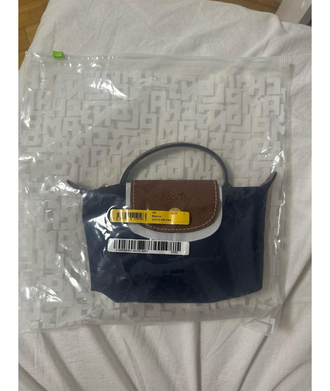 LONGCHAMP Темно-синяя сумка с короткими ручками из канвы, фото 2
