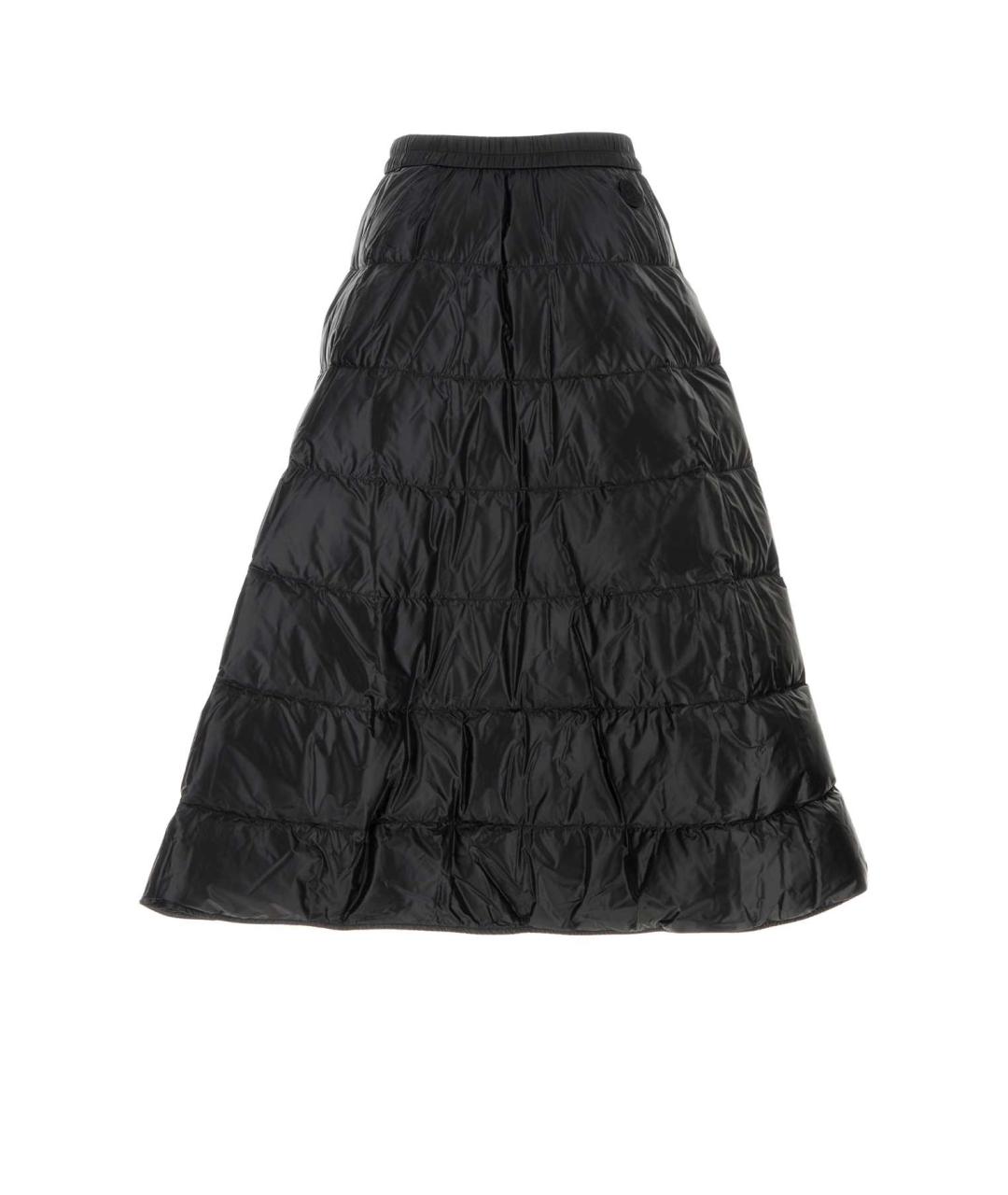 MONCLER Черная нейлоновая юбка миди, фото 2