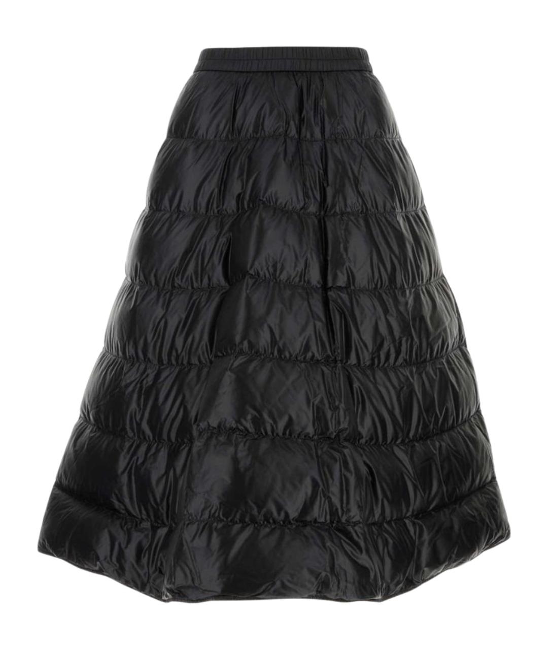 MONCLER Черная нейлоновая юбка миди, фото 1