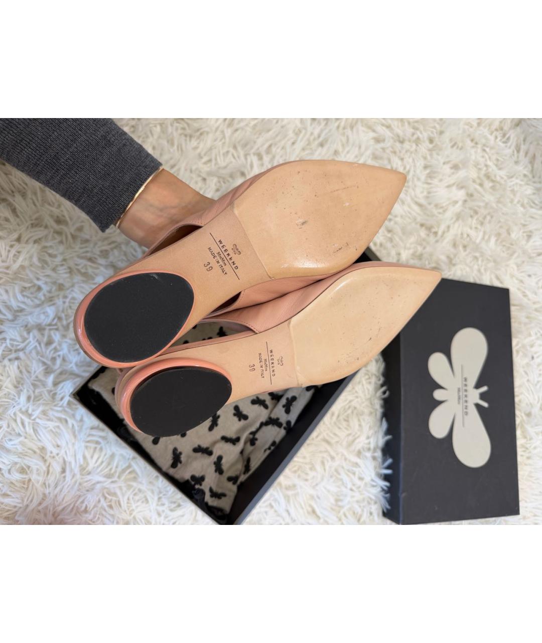 WEEKEND MAX MARA Розовые кожаные балетки, фото 6