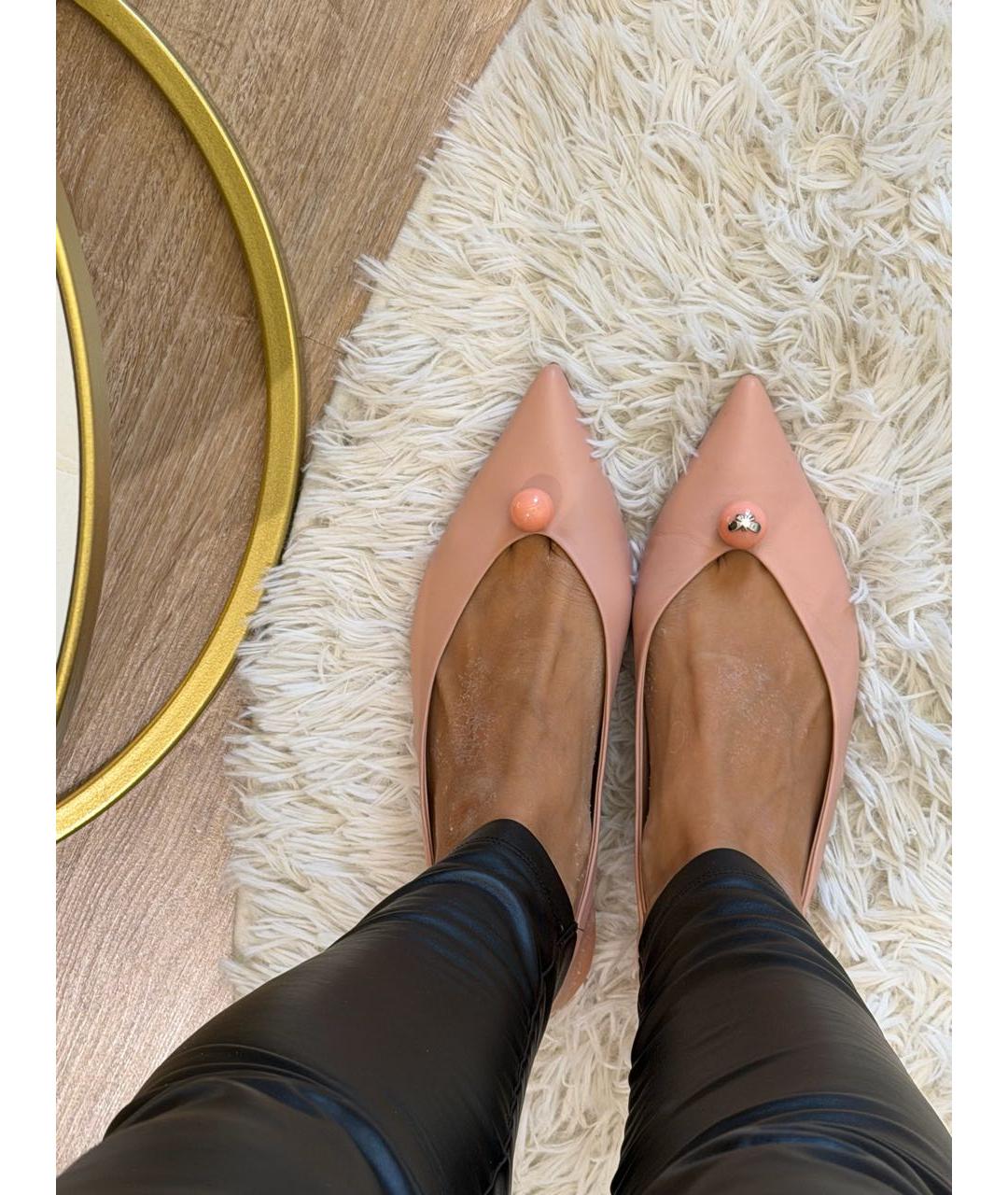 WEEKEND MAX MARA Розовые кожаные балетки, фото 8