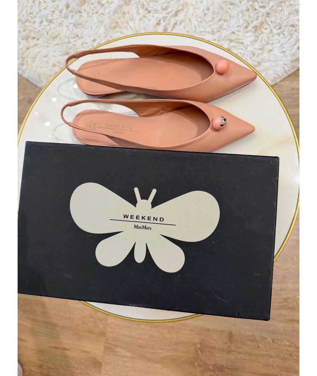 WEEKEND MAX MARA Розовые кожаные балетки, фото 5