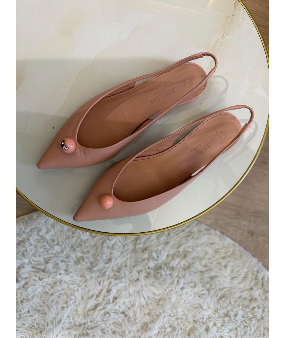 WEEKEND MAX MARA Розовые кожаные балетки, фото 2