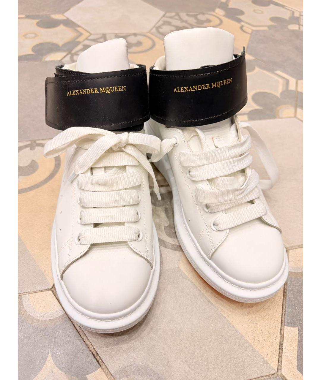 ALEXANDER MCQUEEN Белые кожаные высокие кроссовки / кеды, фото 2