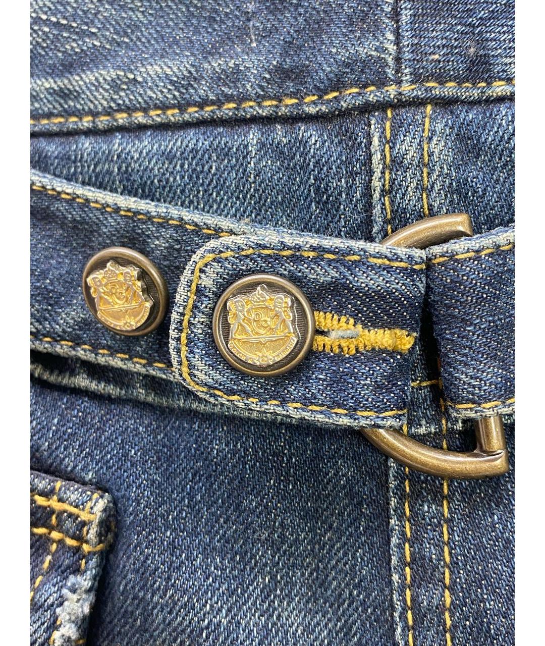DOLCE&GABBANA Синие хлопко-эластановые прямые джинсы, фото 4