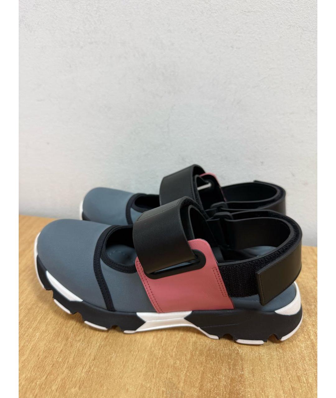 MARNI Антрацитовые текстильные босоножки, фото 3