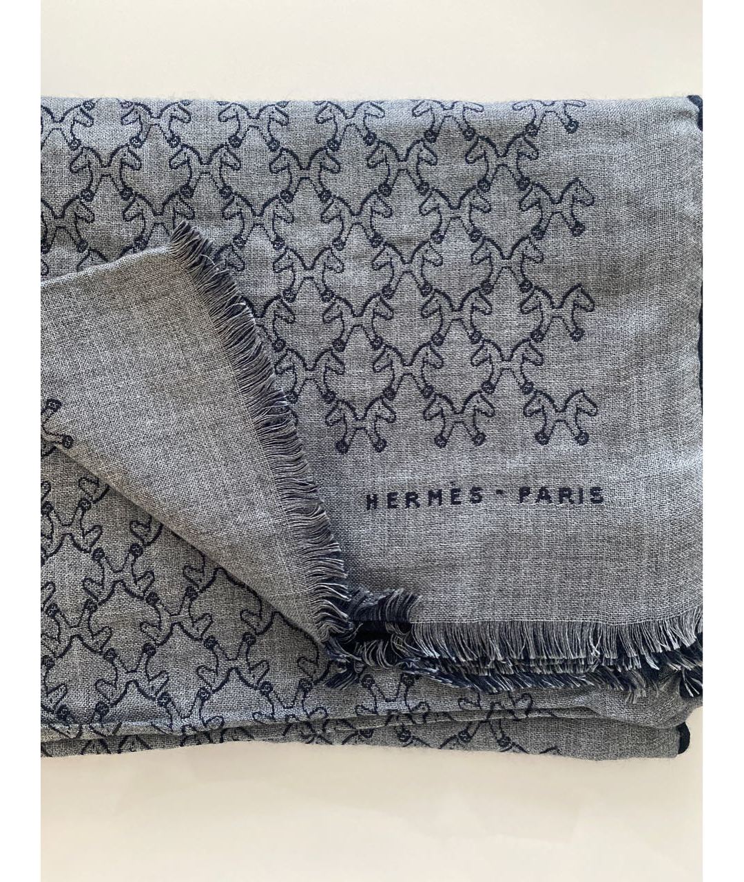 HERMES PRE-OWNED Синий кашемировый шарф, фото 5