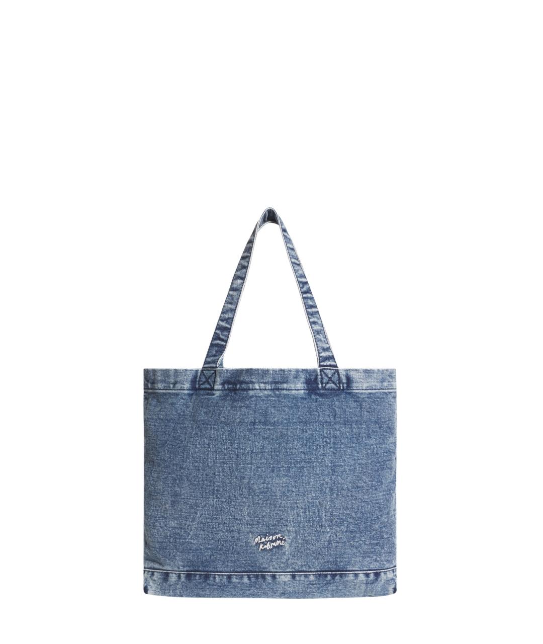 MAISON KITSUNE Голубая деним сумка тоут, фото 3