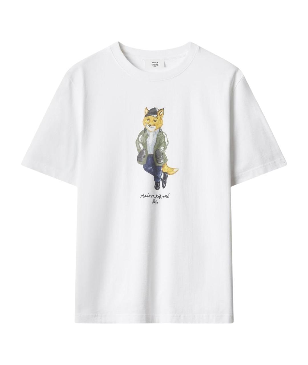 MAISON KITSUNE Белая хлопковая футболка, фото 1