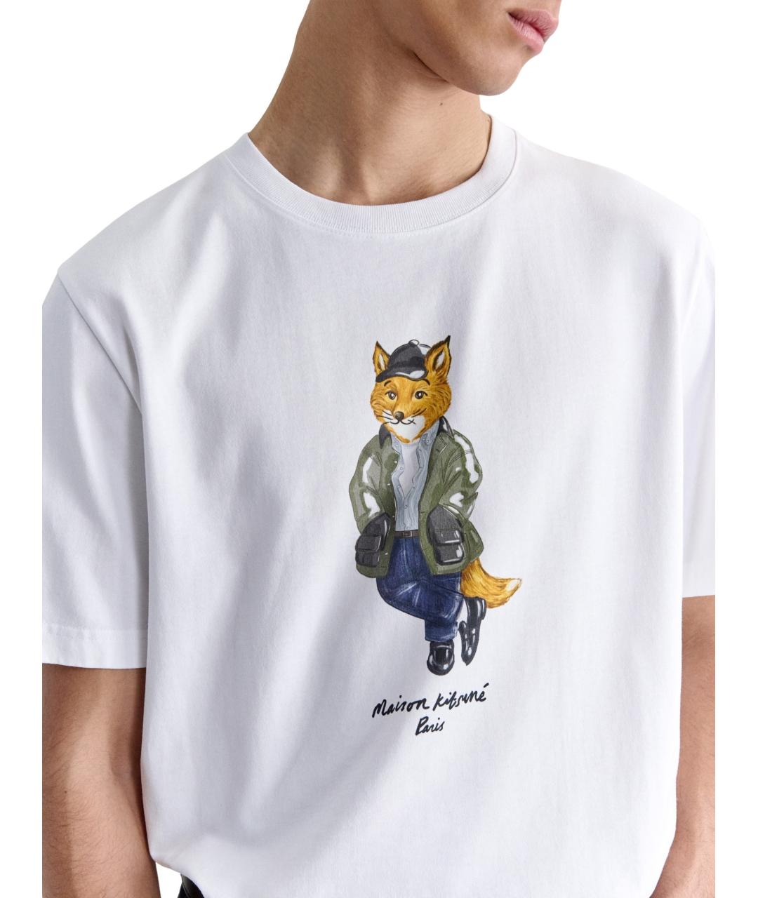 MAISON KITSUNE Белая хлопковая футболка, фото 3